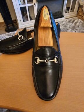 COLE HAAN Horsebit Loafers Slipons Black Leather Size 8.5M Excellent Pre-owned!